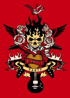 illustration-with-electric-guitar-human-skull-revolver-roses-music.ai