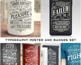 Typography Poster and Badges Set | Vector Typhogreaphy Tshirt Bundle |