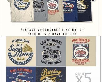 VINTAGE MOTORCYCLE T-SHIRT PRINT SET | Downlaod | BY Pixirak.com |