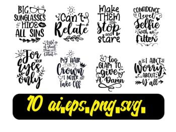 10 Typography T-shirt Bundle Download By Pixirak,