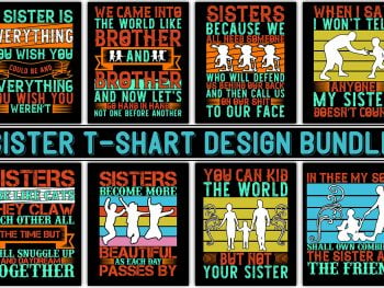 Sister T-Shirt Design Bundle Free Download By Pixirak