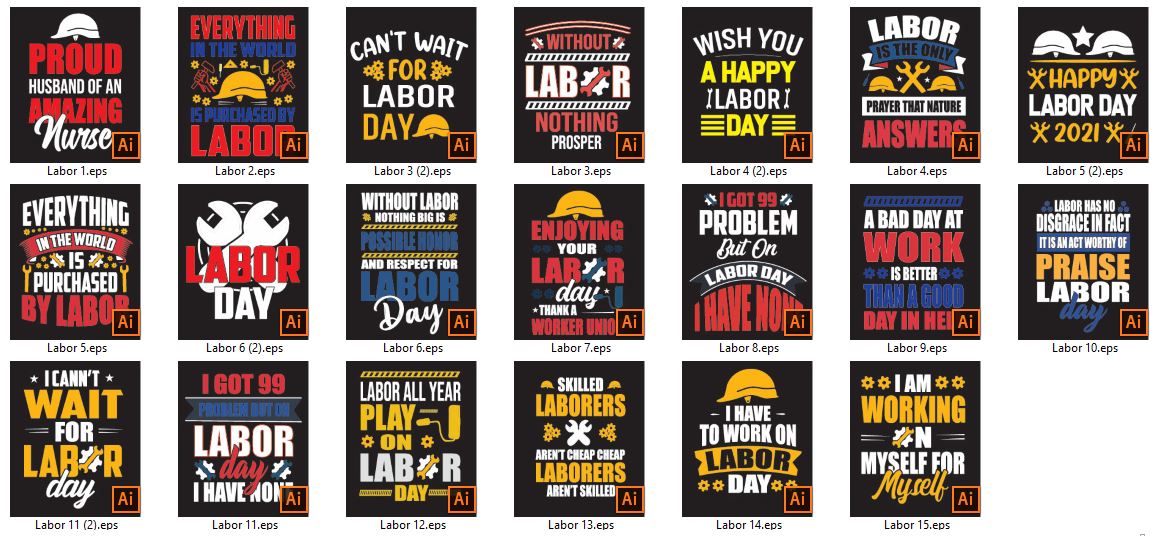 Labor T-Shirt Design Bundle
