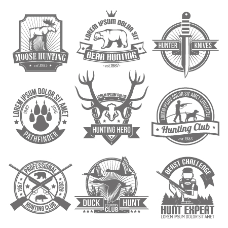 black-hunting-emblems-set