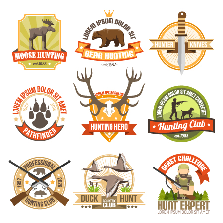 flat-color-hunting-emblems