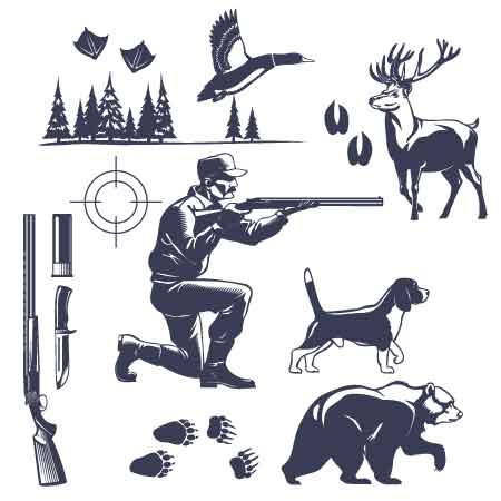 hunting-vintage-style-set