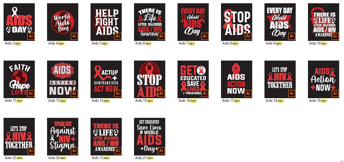 Aids-Day-TShirt-Design-Bundle-14905215