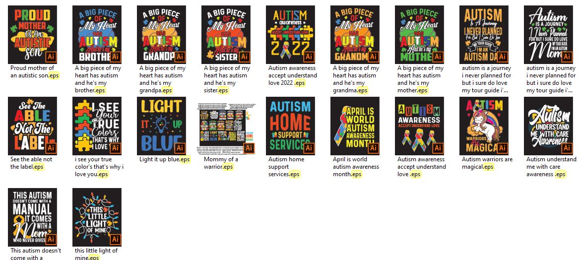 Autism-Typographic-TShirt-Design-Bundle-25211190