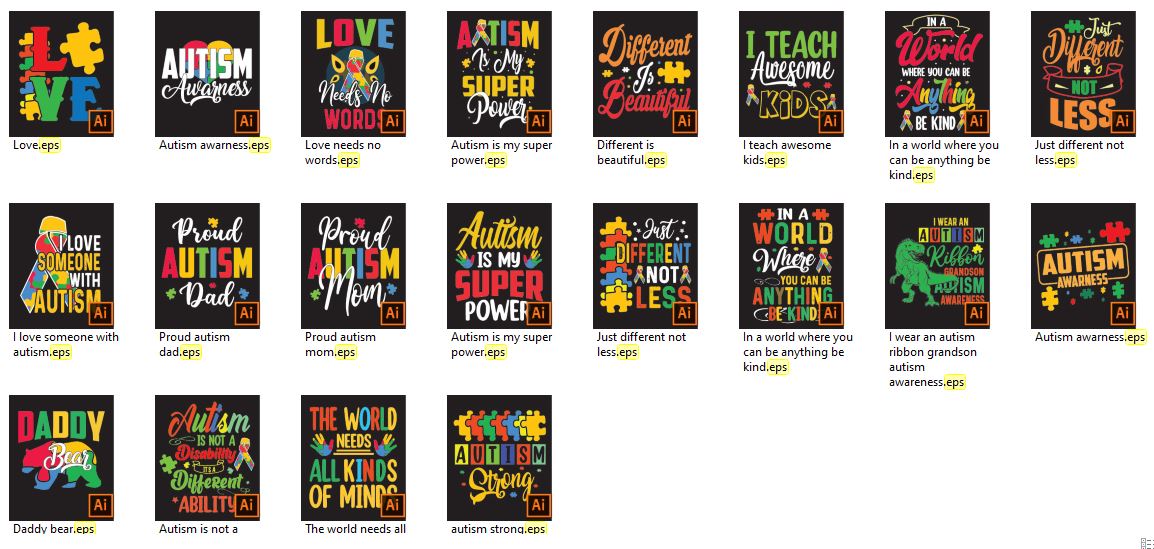 Autism-Typographic-TShirt-Design-Bundle-25212912